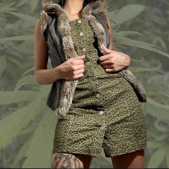 Emory Park Leopard Print Button Down Jumper Mini Dress - M - Picture 1 of 4